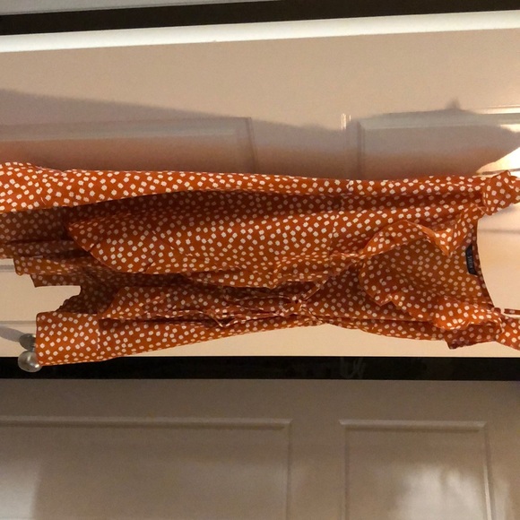 Shein wrap up orange dress